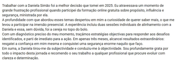 Depoimento de participante sobre a Imersão Guardiões da Governança