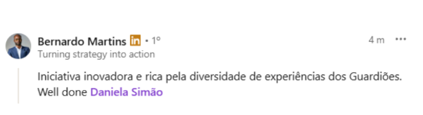 Depoimento de Bernardo Martins no LinkedIn