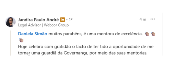 Depoimento de Jandira Paulo André no LinkedIn